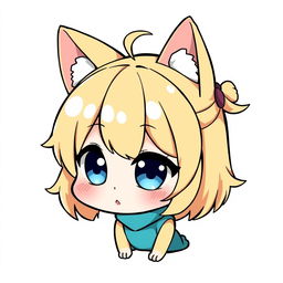 Anime chibi girl emote for Twitch, featuring a cute little character with big blue eyes, blonde hair styled adorably