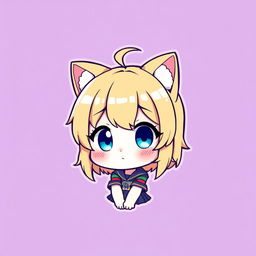 Anime chibi girl emote for Twitch, featuring a cute little character with big blue eyes, blonde hair styled adorably