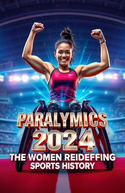 A powerful female Paralympian in a triumphant pose, showcasing her strength and determination