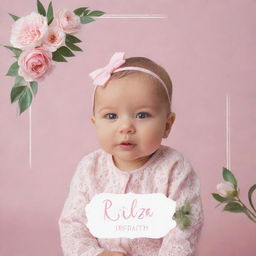 Generate a stylish and loving introduction for a baby girl named Rilza Iffath, accompanied by a delightful and tender background.