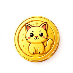 pixelated 2D gold gradient coin icon featuring a cute cat design