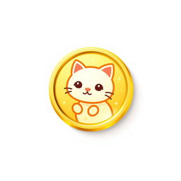 pixelated 2D gold gradient coin icon featuring a cute cat design