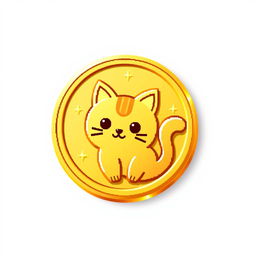 pixelated 2D gold gradient coin icon featuring a cute cat design