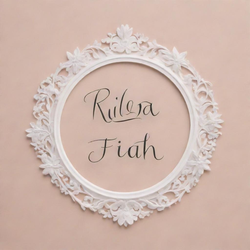 Update the previous image to include the full name 'Rilza Iffath' in elegant typography, keeping the soft and soothing background.