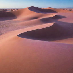 A captivating scene of an oasis surrounded by expansive purple sand dunes.