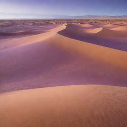 A captivating scene of an oasis surrounded by expansive purple sand dunes.