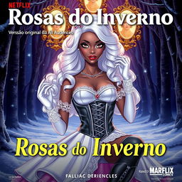 Movie poster for a Netflix film titled 'Rosas Do Inverno' with the subtitle 'versão original da Netflix' and rated suitable for all audiences