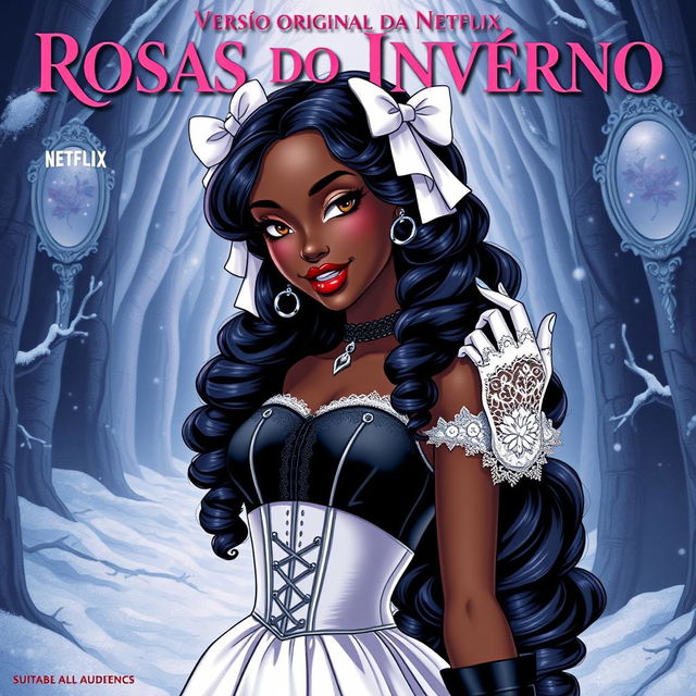 A Netflix movie poster titled "Rosas Do Inverno" with the subtitle "Versão original da Netflix", marked as suitable for all audiences