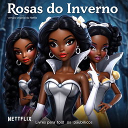 Netflix movie poster titled "Rosas Do Inverno" with the subtitle "versão original da Netflix" and marked for "Livres para todos os públicos"