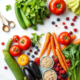 A beautifully arranged display of fresh, colorful vegetables and fruits for a weight loss recipe eBook cover