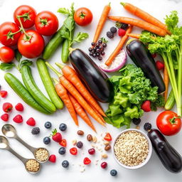 A beautifully arranged display of fresh, colorful vegetables and fruits for a weight loss recipe eBook cover