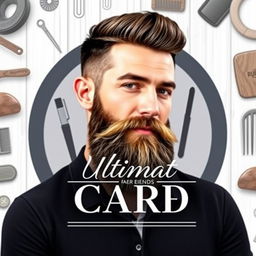 A stylish and modern cover for a beard care ebook, featuring a man with a well-groomed, full beard