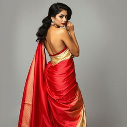 A South Indian actress with features inspired by Shruti Haasan in a sexy and elegant pose, exuding a captivating and alluring aura