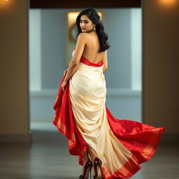 A South Indian actress with features inspired by Shruti Haasan in a sexy and elegant pose, exuding a captivating and alluring aura