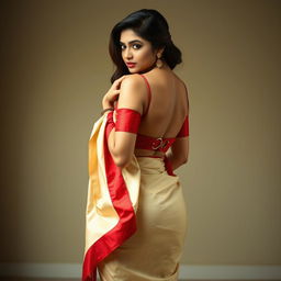 A South Indian actress with features inspired by Shruti Haasan in a sexy and elegant pose, exuding a captivating and alluring aura