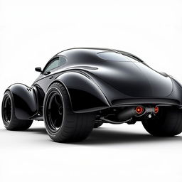 A futuristic supercar inspired by a 1939 Chevy coupe, featuring a widebody design with large, tall tires