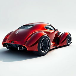 A futuristic supercar inspired by a 1939 Chevy coupe, featuring a widebody design with large, tall tires