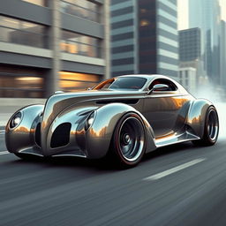 A futuristic supercar designed by Khyzyl Saleem, based on a 1939 Chevy Coupe with a widebody kit