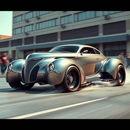 A futuristic supercar designed by Khyzyl Saleem, based on a 1939 Chevy Coupe with a widebody kit