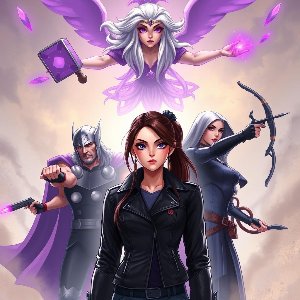 A dynamic scene titled 'Purple Queen: The Reign of the Amethyst'