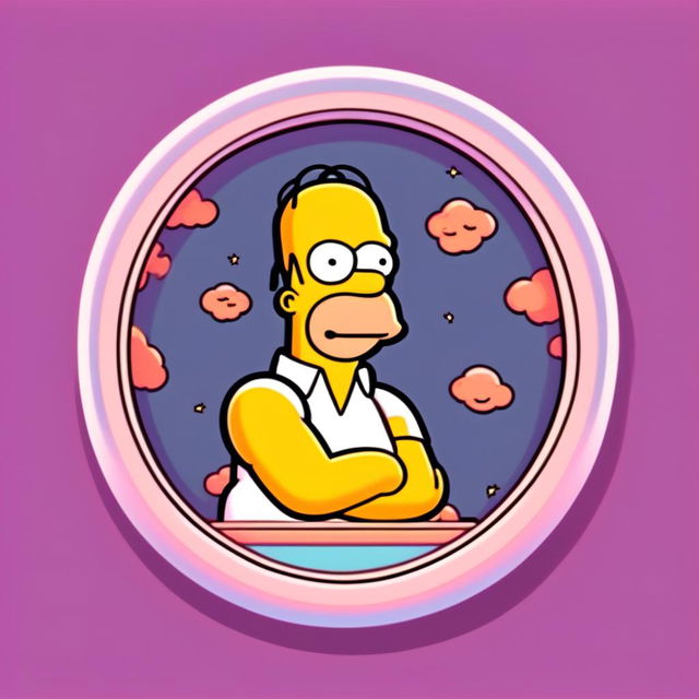 Minimalist, lo-fi profile picture of Homer Simpson floating in a void, encased in a circular border with a retro cartoon aesthetic.