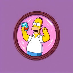 Minimalist, lo-fi profile picture of Homer Simpson floating in a void, encased in a circular border with a retro cartoon aesthetic.