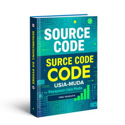 An engaging book cover titled 'Source Code Kekayaan Usia Muda' emphasizing youth and prosperity through technology