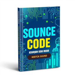 An engaging book cover titled 'Source Code Kekayaan Usia Muda' emphasizing youth and prosperity through technology