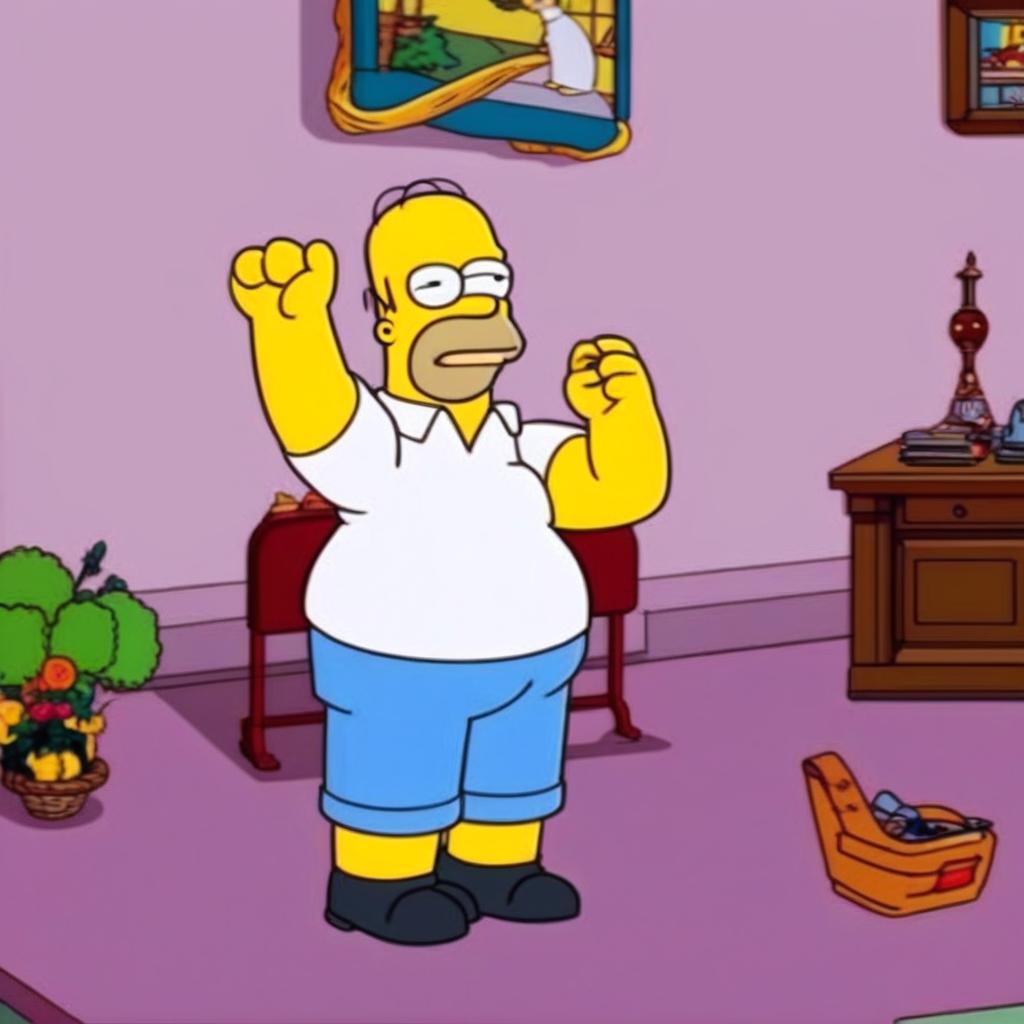 Profile picture of Homer Simpson striking the 'Will to Power' pose.