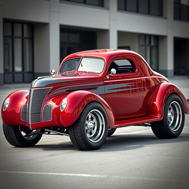 A visionary 1939 Chevrolet Coupe, exquisitely designed as a supercar with a sleek widebody