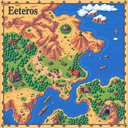 Create a pixel art map of a fictional region named 'Eternos'