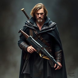 Elias Thorn, the vampire hunter, stands prominently in the center with his rugged features and a determined expression