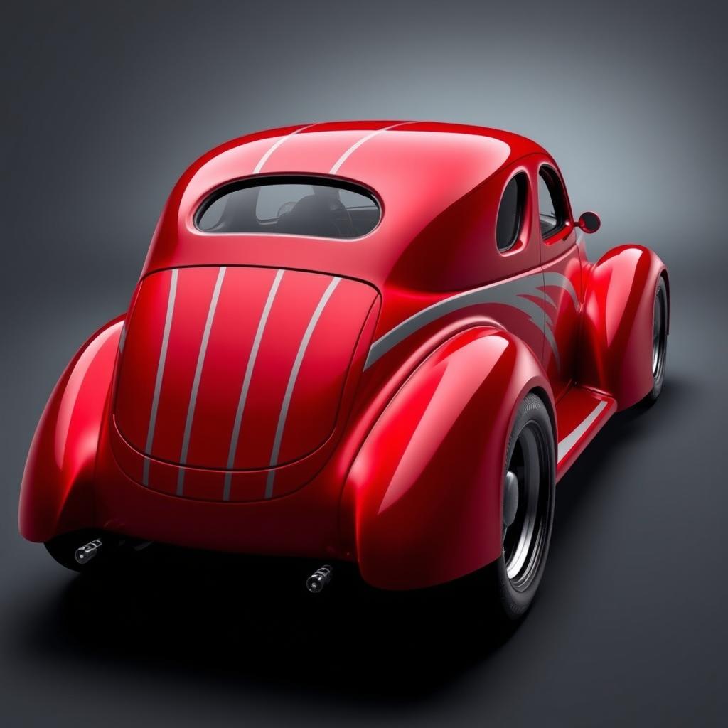 A futuristic fusion of a 1939 Chevrolet Coupe and a modern supercar, showcasing a widebody design