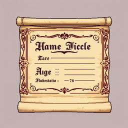 Create a pixel art depiction of a scroll styled as an identity document