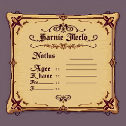 Create a pixel art depiction of a scroll styled as an identity document