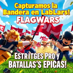 thumbnail for a YouTube video titled 'Capturamos la Bandera en FlagWars Roblox! | Estrategias Pro y Batallas ÉPICAS'