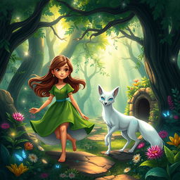 A magical adventure featuring Maria Clara and Kira, who embark on a journey through a whimsical forest filled with sparkling lights, enchanted creatures, and vibrant flora