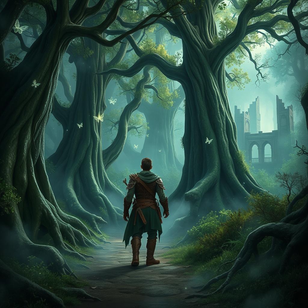 A brave adventurer embarks on a mission in the Enchanted Forest, filled with mystical wonders