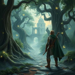 A brave adventurer embarks on a mission in the Enchanted Forest, filled with mystical wonders