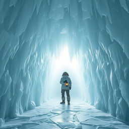 An awe-inspiring ice labyrinth, towering with walls of pristine icicles and frosted translucent ice, stretches endlessly under a pale, ethereal light