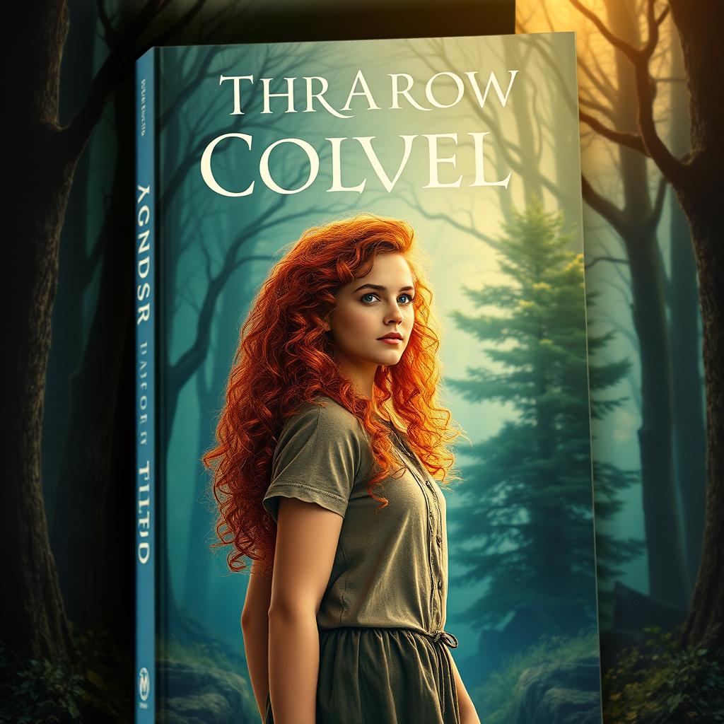 A captivating book cover featuring a young woman with curly red hair