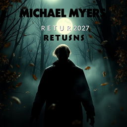 A dramatic and intense poster for the 2027 film release of "Michael Myers Returns"