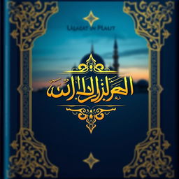 A beautifully designed book cover for an Islamic-themed book titled "bcjbchj gjvxujv"