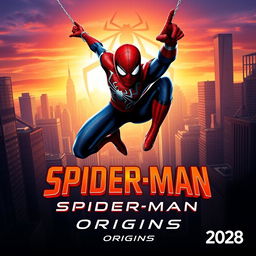 A poster for the upcoming 2028 movie "Spider-Man Origins