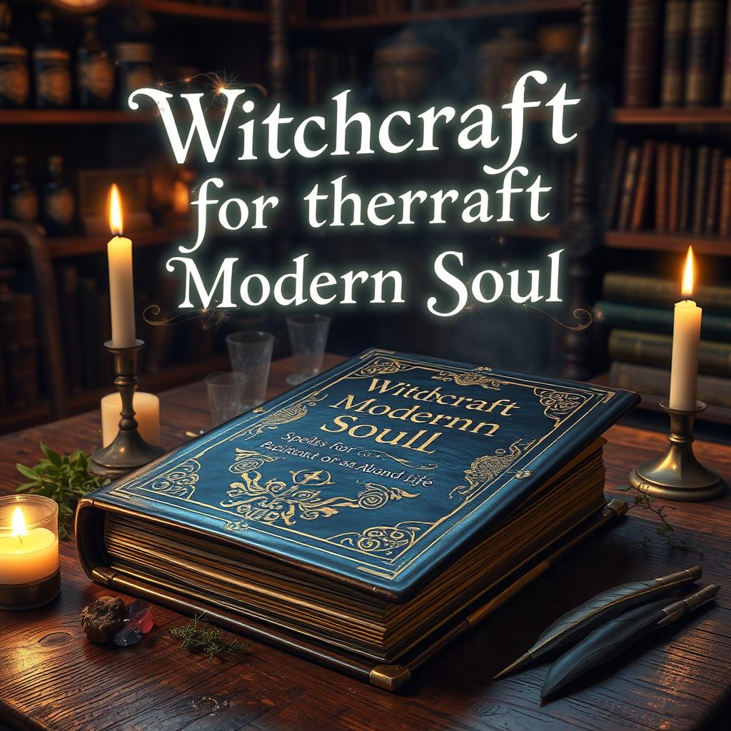 A mystical book of spells titled "Witchcraft for the Modern Soul: Spells for an Abundant Life"