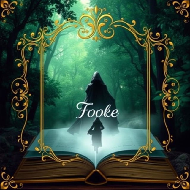 An elegant and captivating book cover featuring a mystical forest with ethereal lighting softly filtering through dense foliage