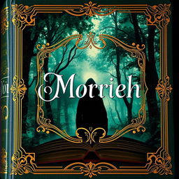 An elegant and captivating book cover featuring a mystical forest with ethereal lighting softly filtering through dense foliage