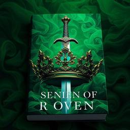 A dramatic book cover design featuring a sword piercing through an ornate crown