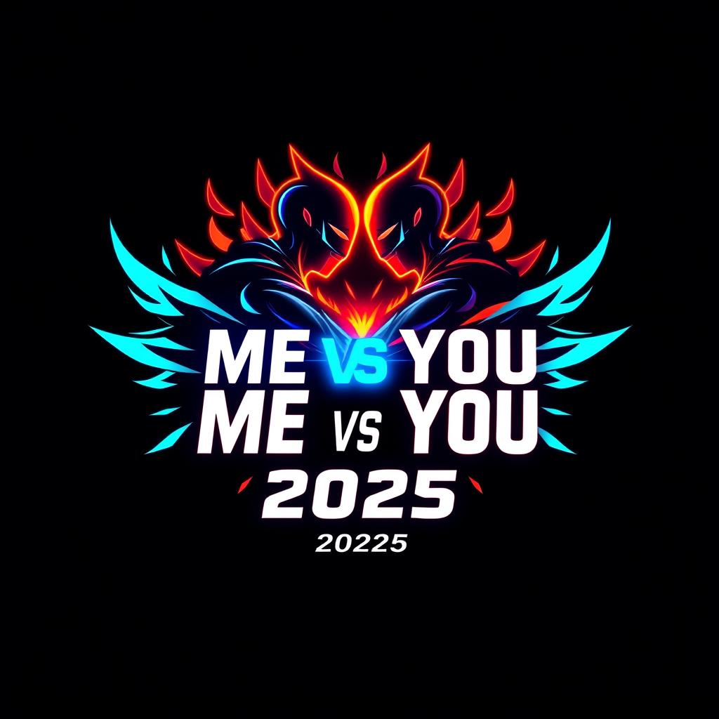 Logo design for 'ME VS YOU' with a bold, futuristic style, symbolizing the concept of competition and duality