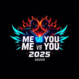 Logo design for 'ME VS YOU' with a bold, futuristic style, symbolizing the concept of competition and duality